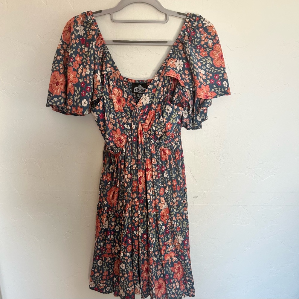 Floral Smocked Dress with Flutter Sleeves